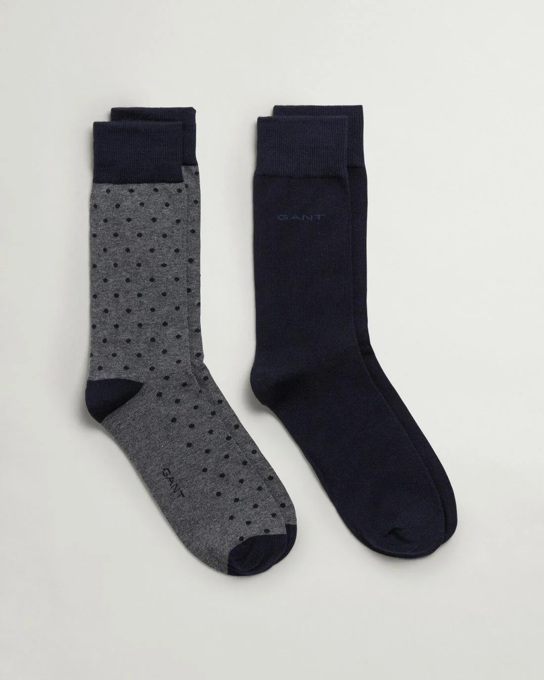 Socks | Mens GANT 2-Pack Solid &amp; Dot Socks Charcoal Melange