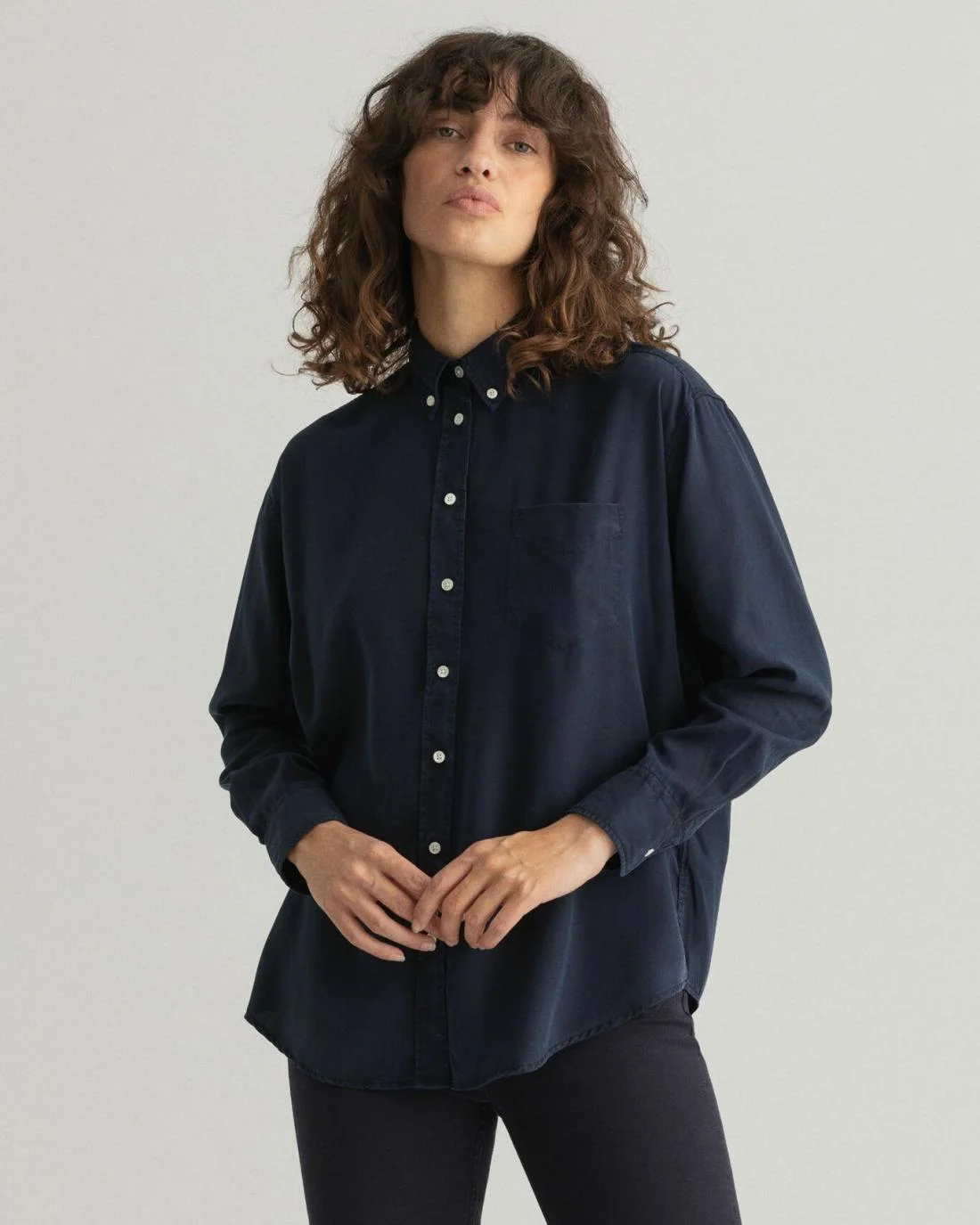 Shirts And Blouses | Womens GANT Relaxed Fit Pure Prep Lyocell Shirt Evening Blue