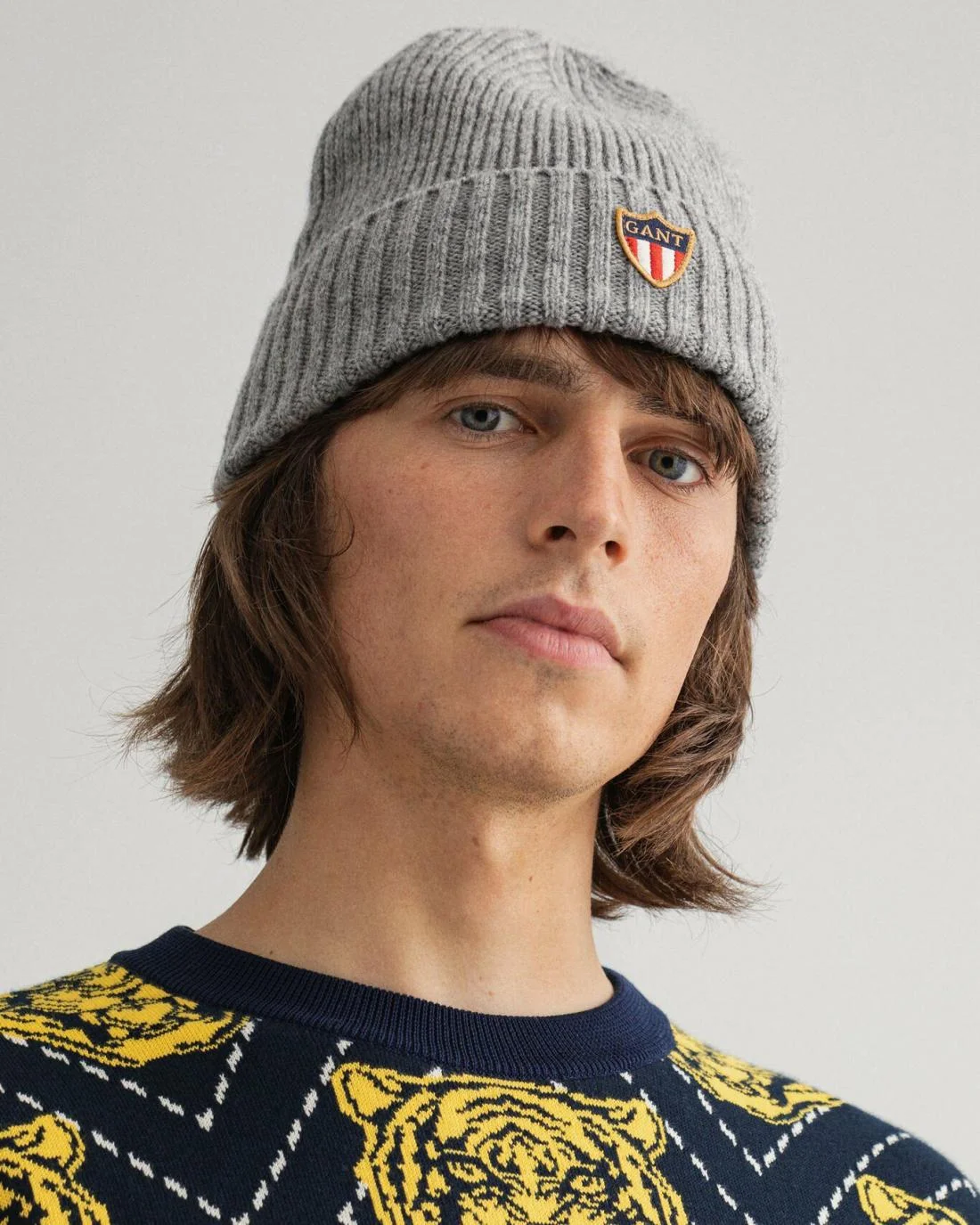 Caps And Hats | Mens GANT Banner Shield Beanie Grey Melange