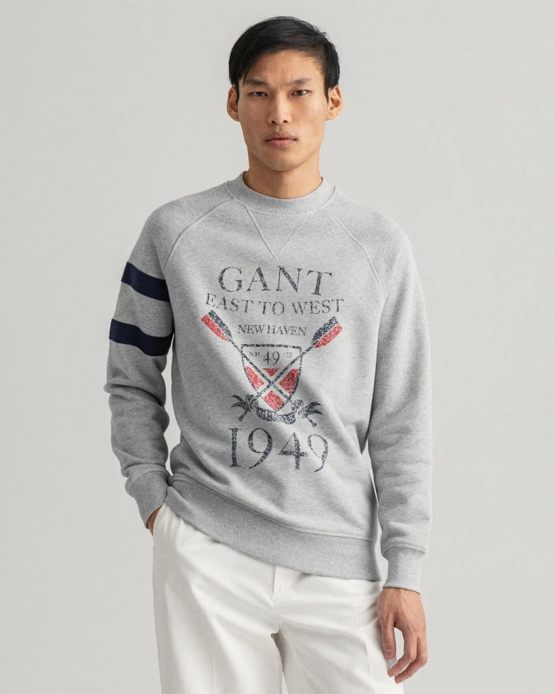 Hoodies And Sweats | Mens GANT Rowing Crew Neck Sweatshirt Light Grey Melange