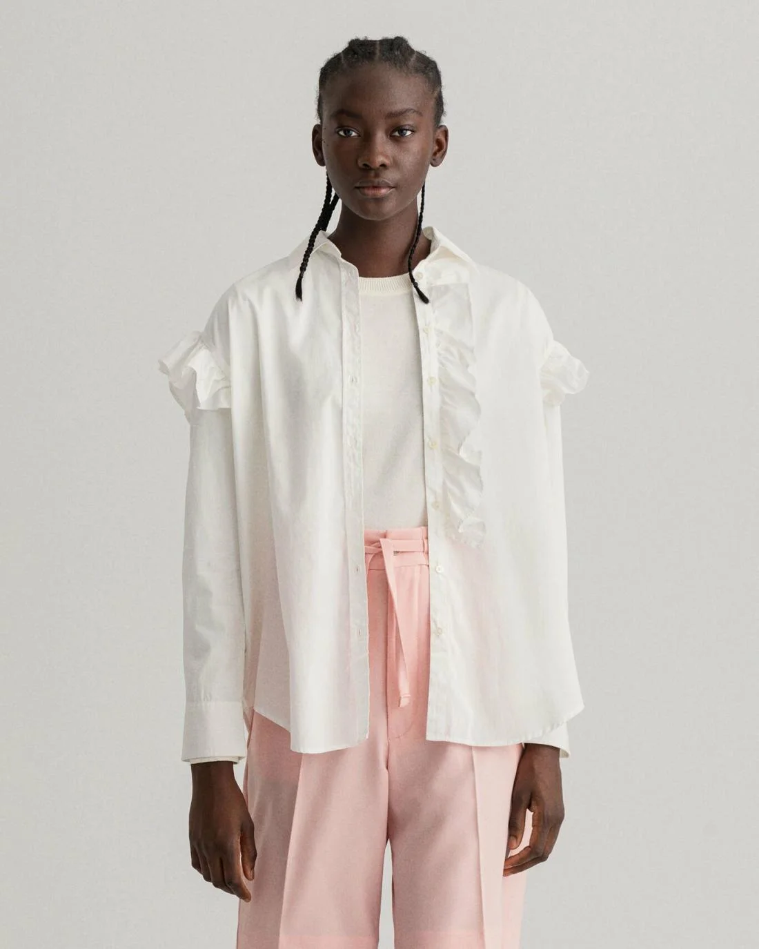 Shirts And Blouses | Womens GANT Luxury Poplin Flounce Shirt White