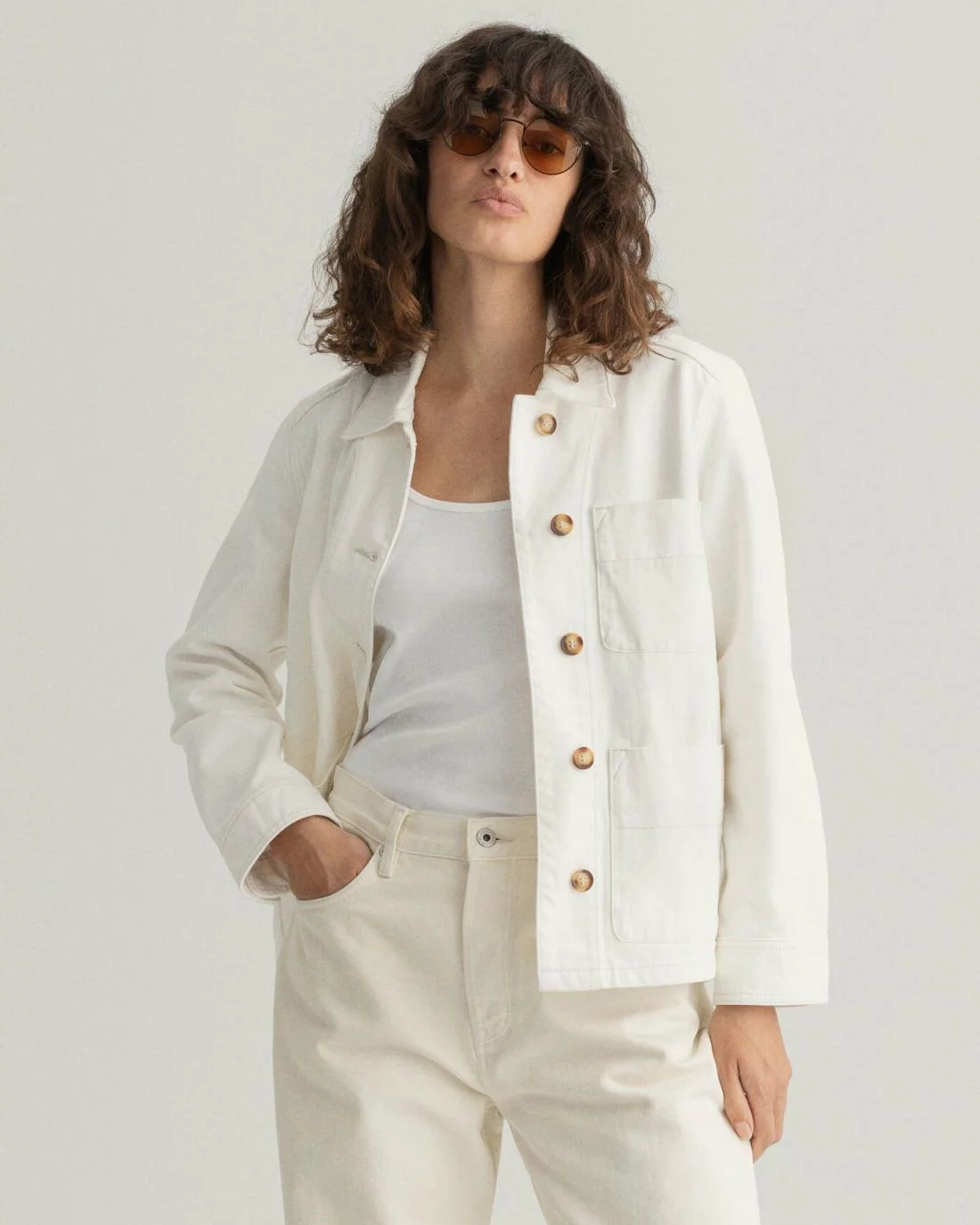 Jackets And Coats | Womens GANT Garment-Dyed Shirt Jacket Eggshell