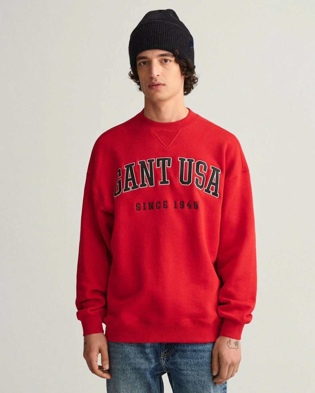 Hoodies And Sweats | Mens GANT Usa Graphic Crew Neck Sweatshirt Equestrian Red