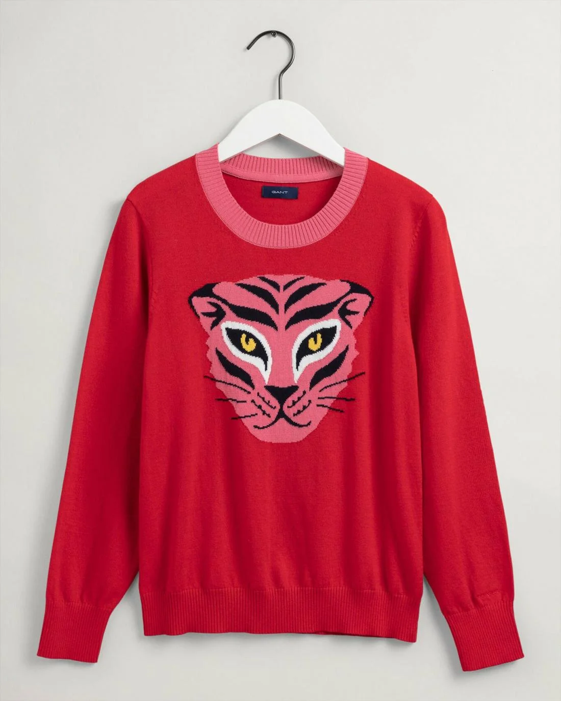 Knitwear | Womens GANT Tigress Intarsia Crew Neck Sweater Bright Red