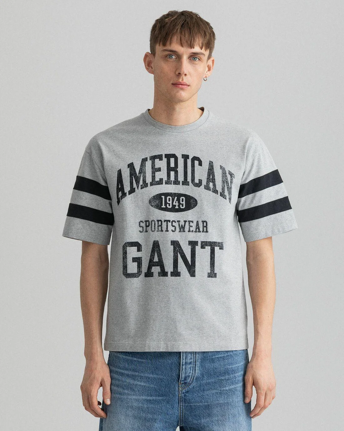 T-Shirts | Mens GANT Collegiate T-Shirt Grey Melange