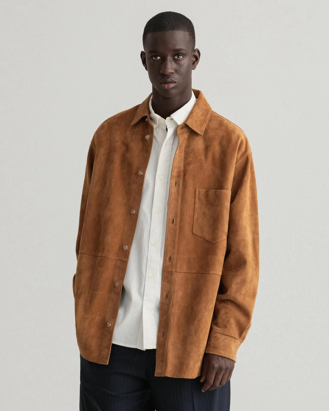 Shirts | Mens GANT Oversized Suede Shirt Cognac