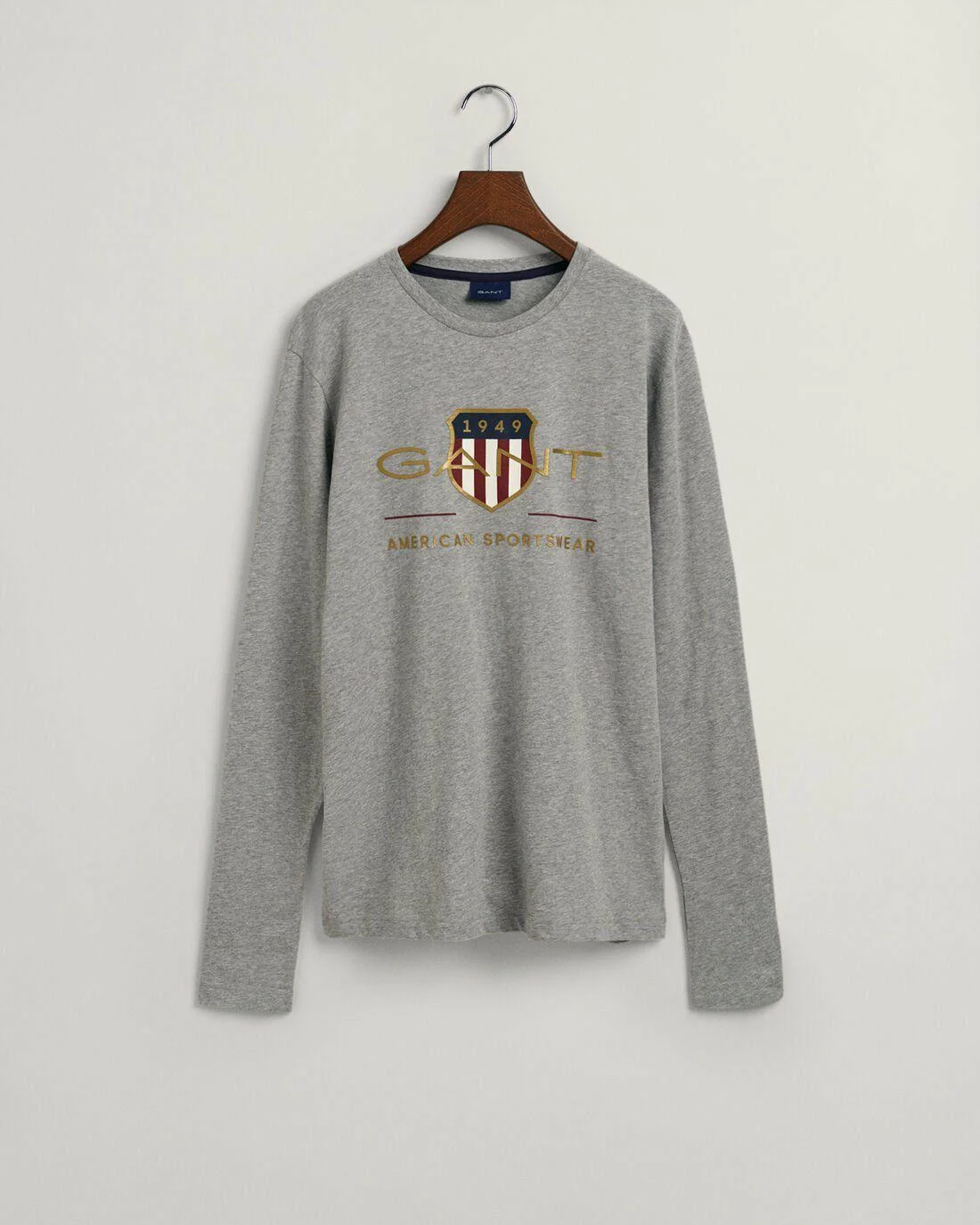 T-Shirts | Mens GANT Archive Shield Long Sleeve T-Shirt Grey Melange