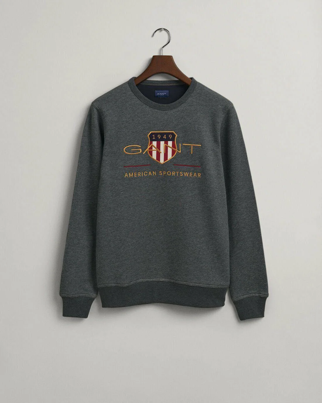 Hoodies And Sweats | Mens GANT Archive Shield Crew Neck Sweatshirt Antracit Melange