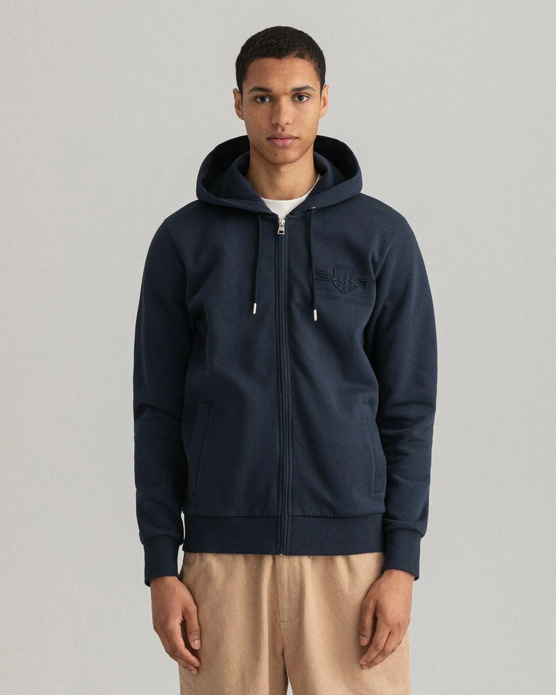 Hoodies And Sweats | Mens GANT Tonal Archive Shield Zip Hoodie Evening Blue