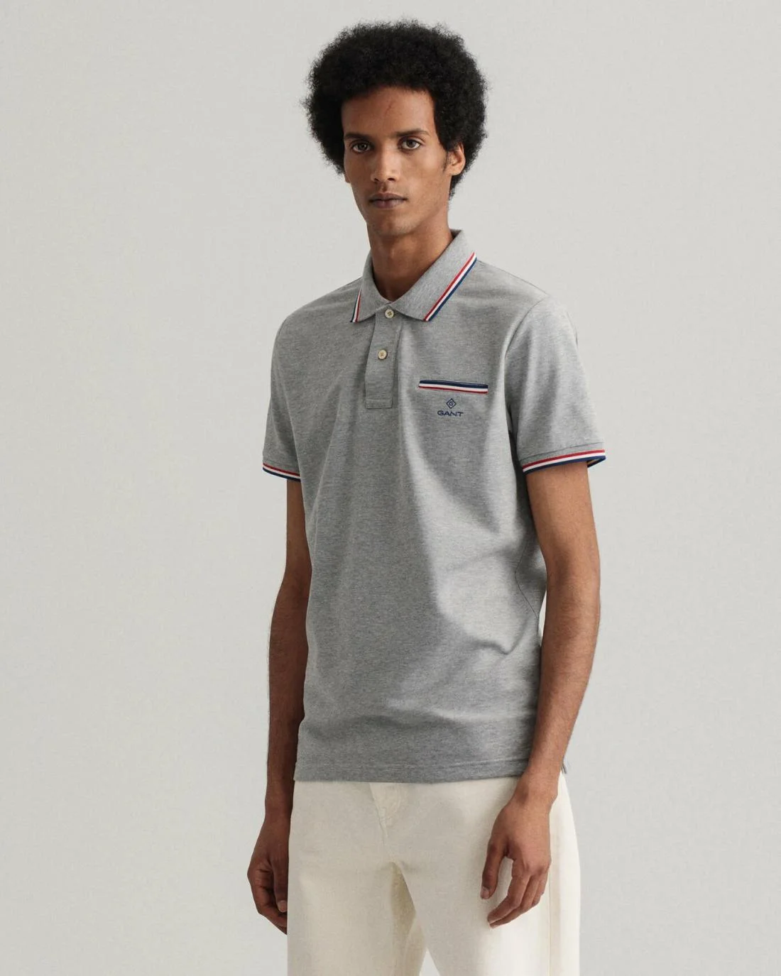 Polo Shirts | Mens GANT 3-Color Tipping Piqué Polo Shirt Grey Melange