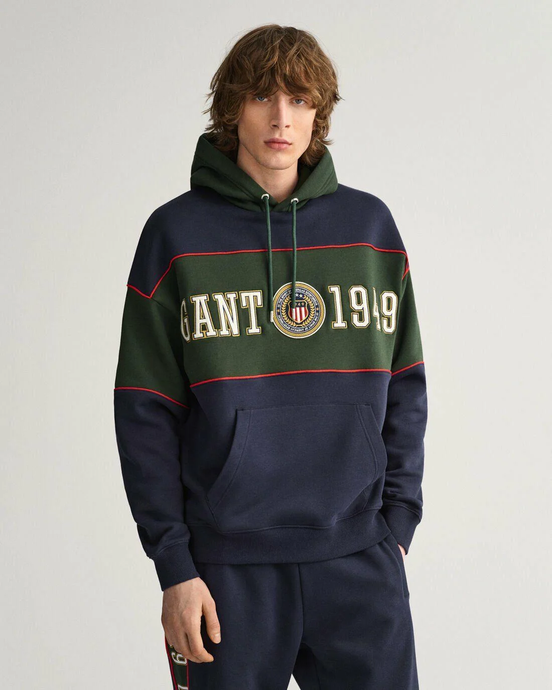 Hoodies And Sweats | Mens GANT Crest Shield Block Hoodie Evening Blue