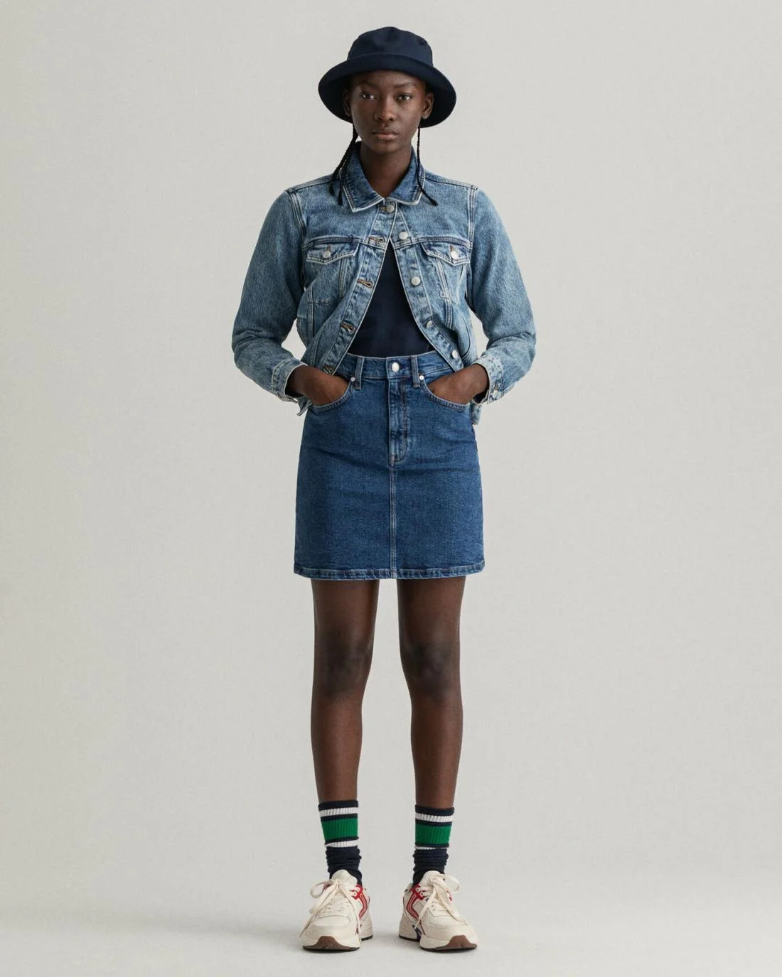 Shorts And Skirts | Womens GANT Short Denim Skirt Mid Blue Broken In