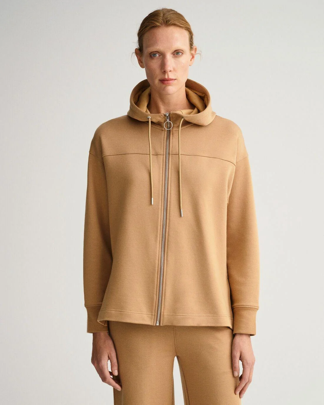 Hoodies And Sweats | Womens GANT Full-Zip Hoodie Warm Khaki