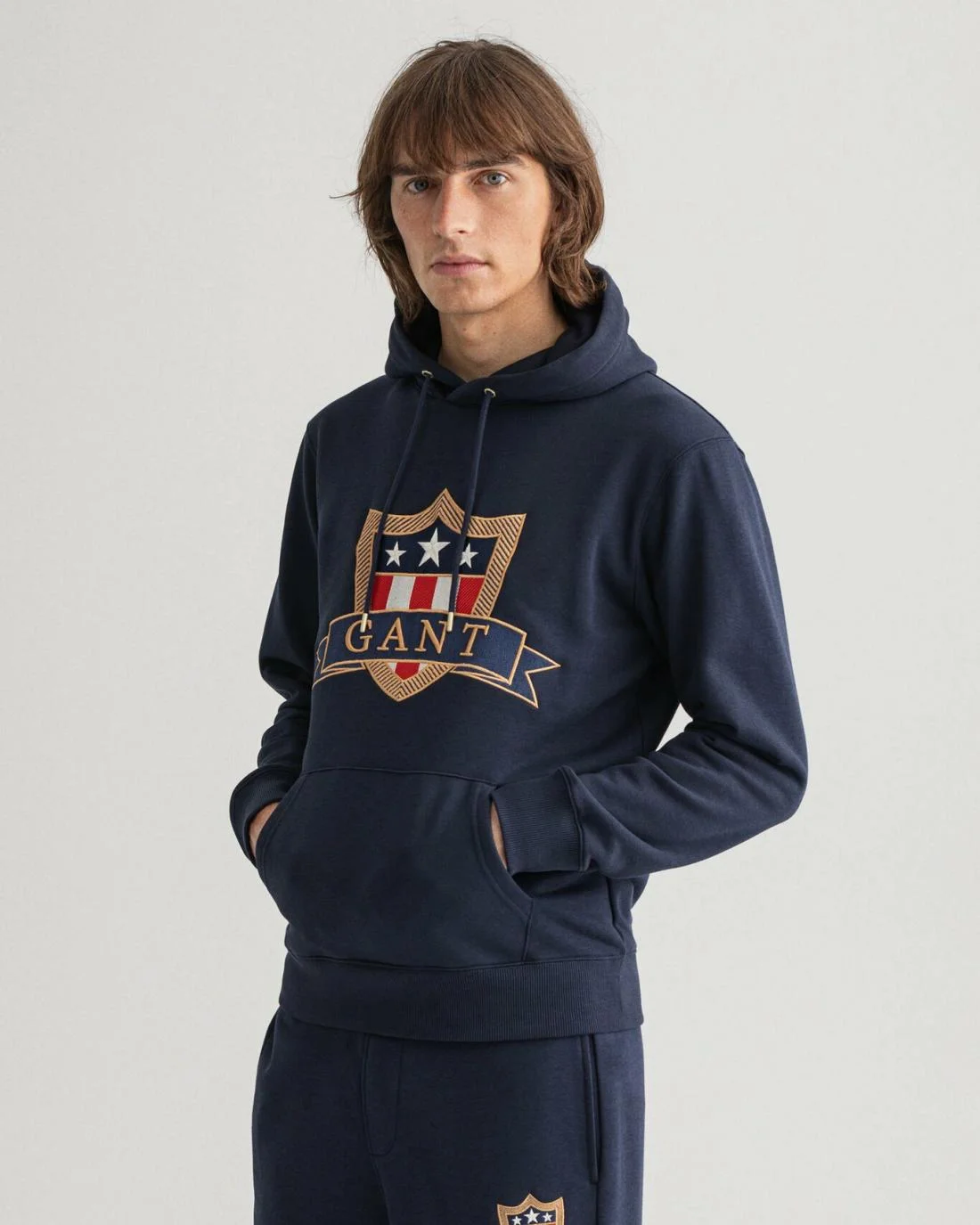 Hoodies And Sweats | Mens GANT Banner Shield Hoodie Evening Blue