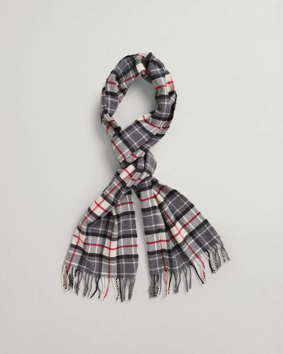 Gloves &amp; Scarves | Mens GANT Checked Wool Twill Scarf Charcoal Melange