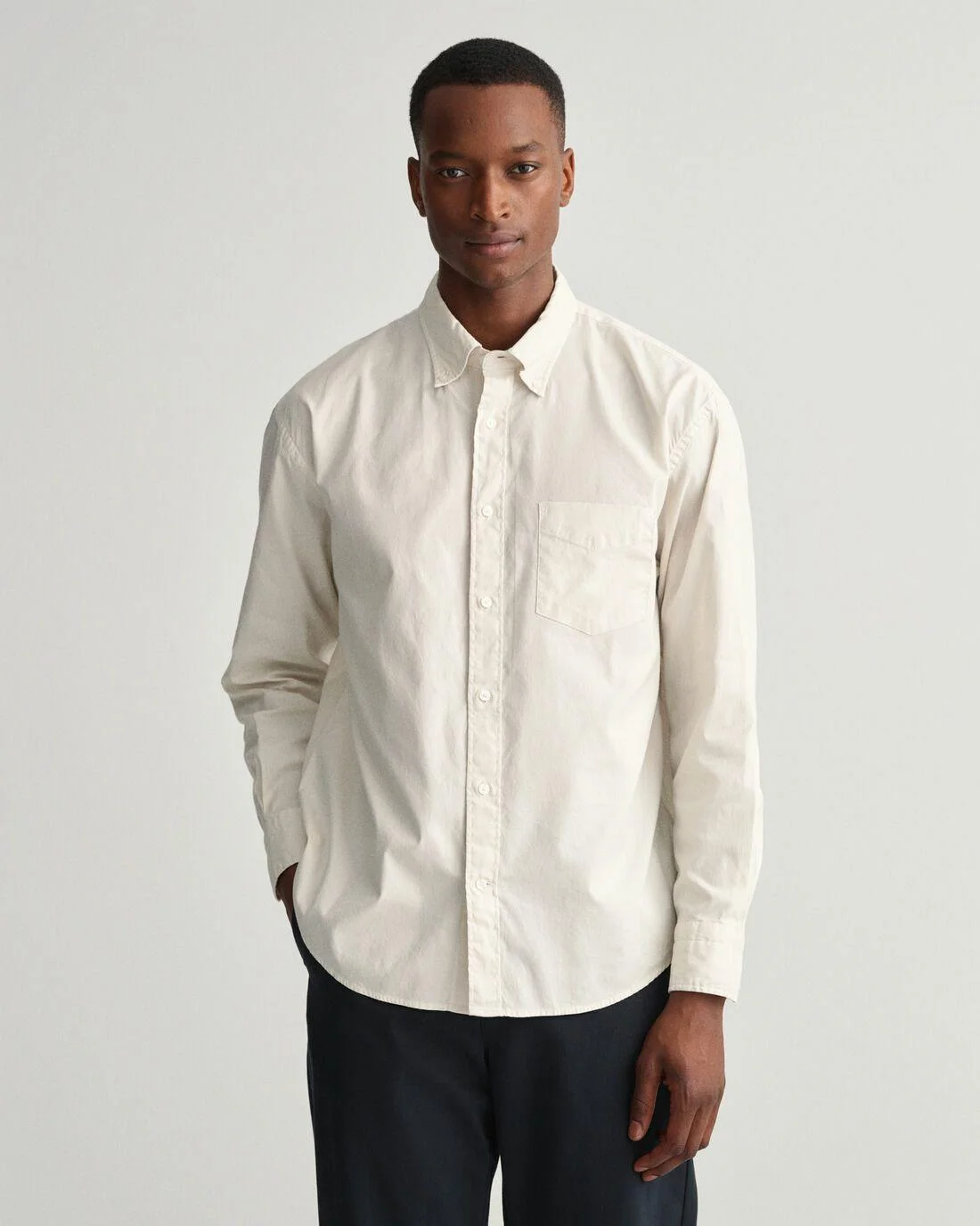 Shirts | Mens GANT Relaxed Fit Garment-Dyed Oxford Shirt Putty