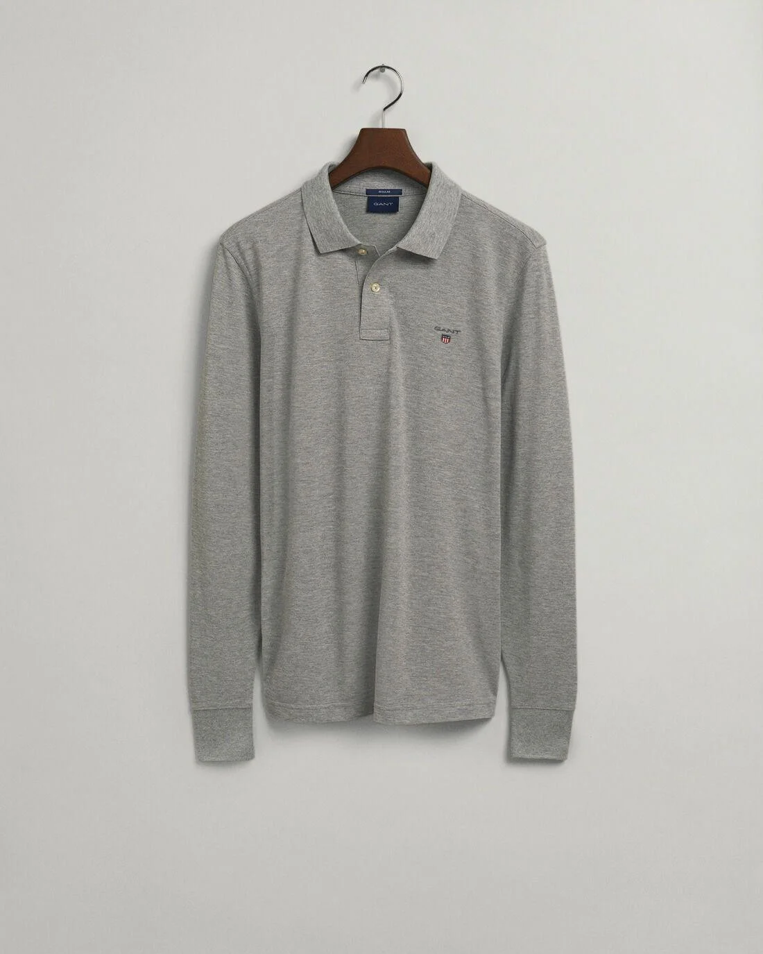 Polo Shirts | Mens GANT Original Long Sleeve Piqué Polo Shirt Grey Melange