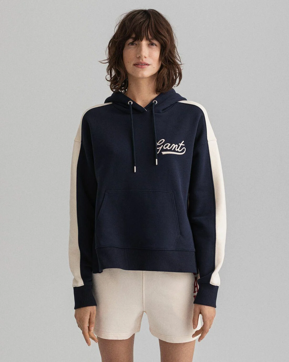 Hoodies And Sweats | Womens GANT Color Block Hoodie Evening Blue