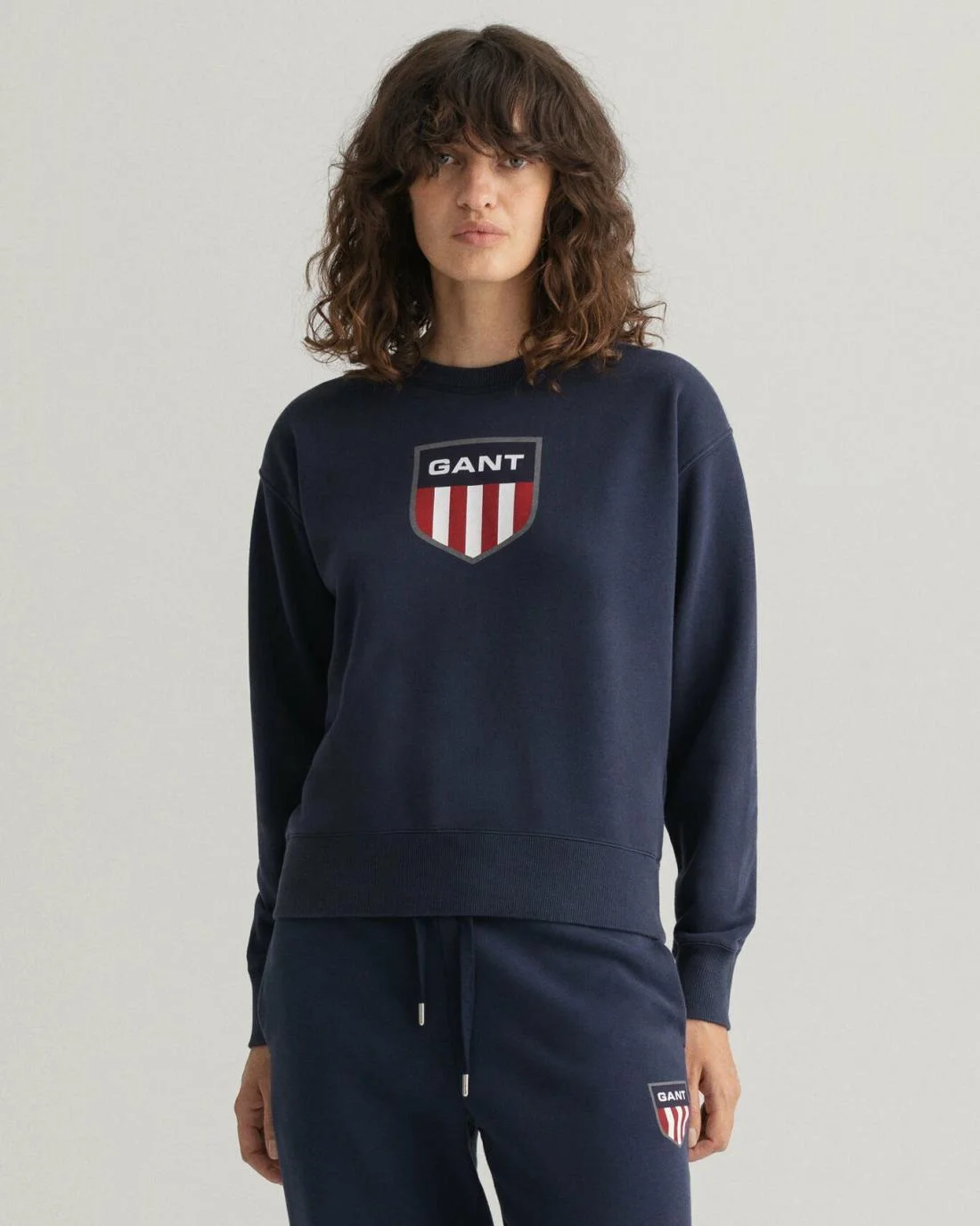 Hoodies And Sweats | Womens GANT Retro Shield Crew Neck Sweatshirt Evening Blue