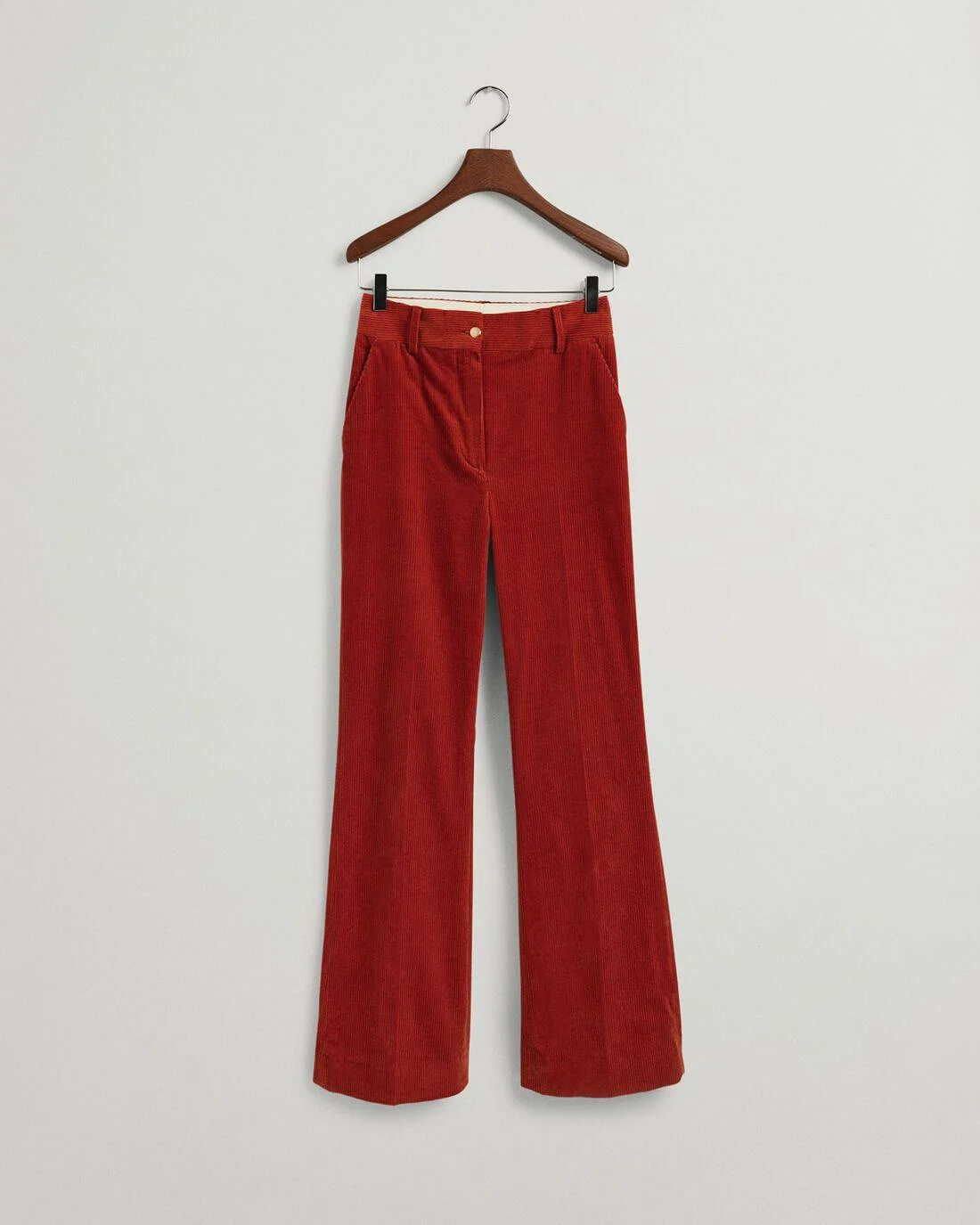 Trousers | Womens GANT High-Waisted Flare Corduroy Pants Dark Ochre