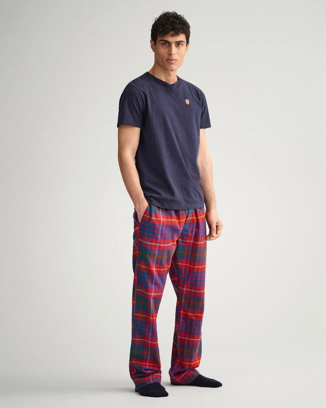 Underwear | Mens GANT Flannel Pajama Set With T-Shirt Gift Box Equestrian Red