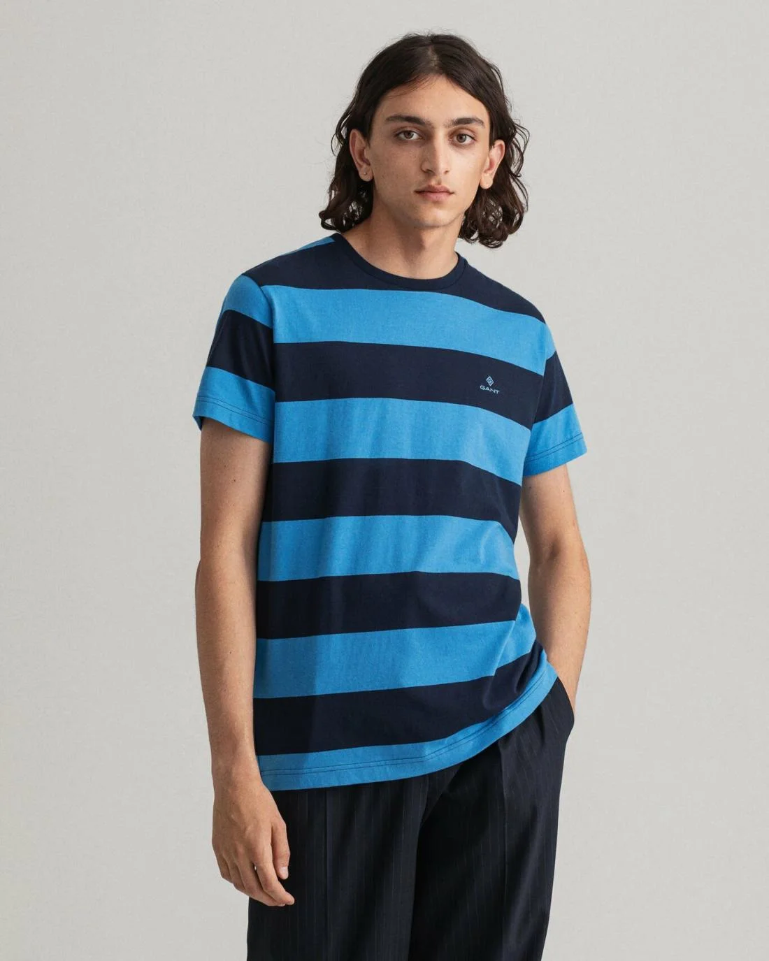 T-Shirts | Mens GANT Barstripe T-Shirt Day Blue