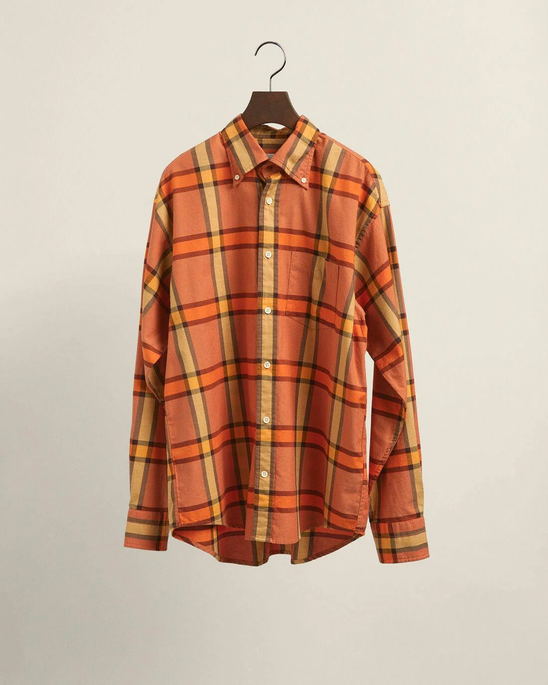 Shirts | Mens GANT Gant X Wrangler Relaxed Fit Plaid Oxford Shirt Russet Orange