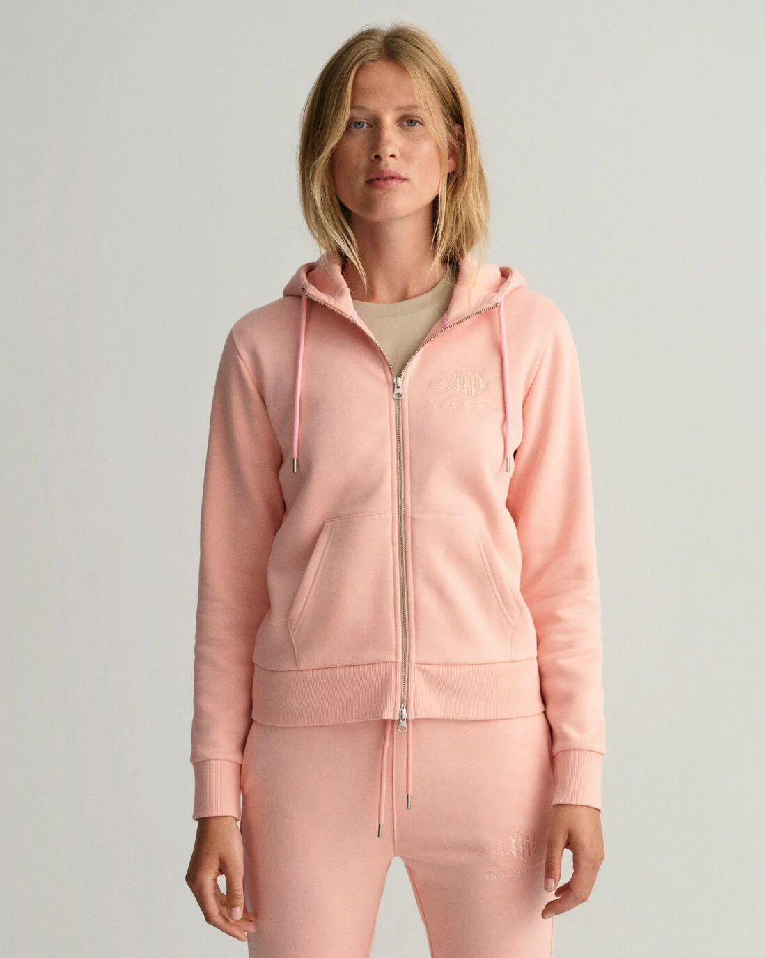 Hoodies And Sweats | Womens GANT Tonal Archive Shield Zip Hoodie Guava Orange