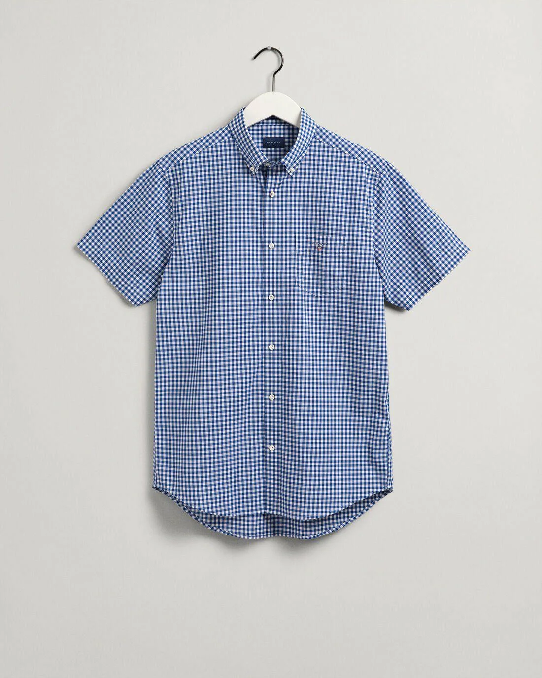 Shirts | Mens GANT Regular Fit Broadcloth Gingham Short Sleeve Shirt College Blue