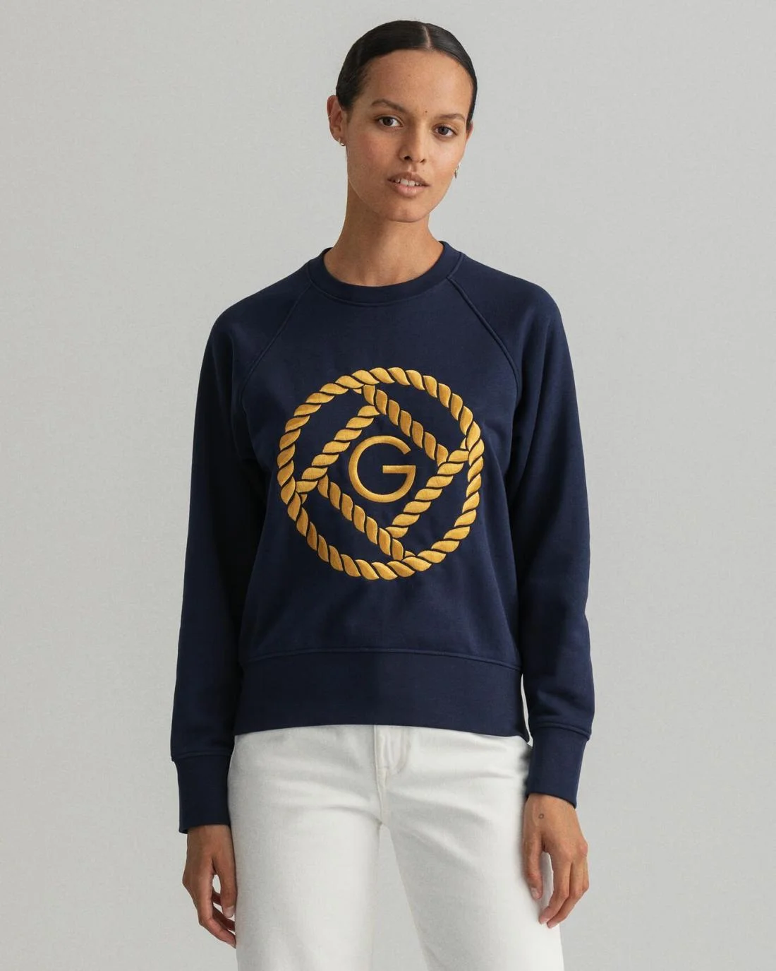 Hoodies And Sweats | Womens GANT Rope Icon Crew Neck Sweatshirt Evening Blue