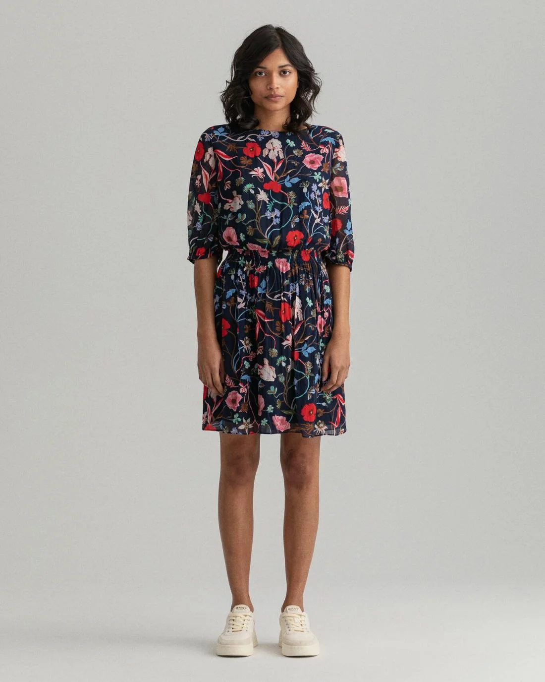 Dresses | Womens GANT Wild Floral Print Boatneck Dress Classic Blue