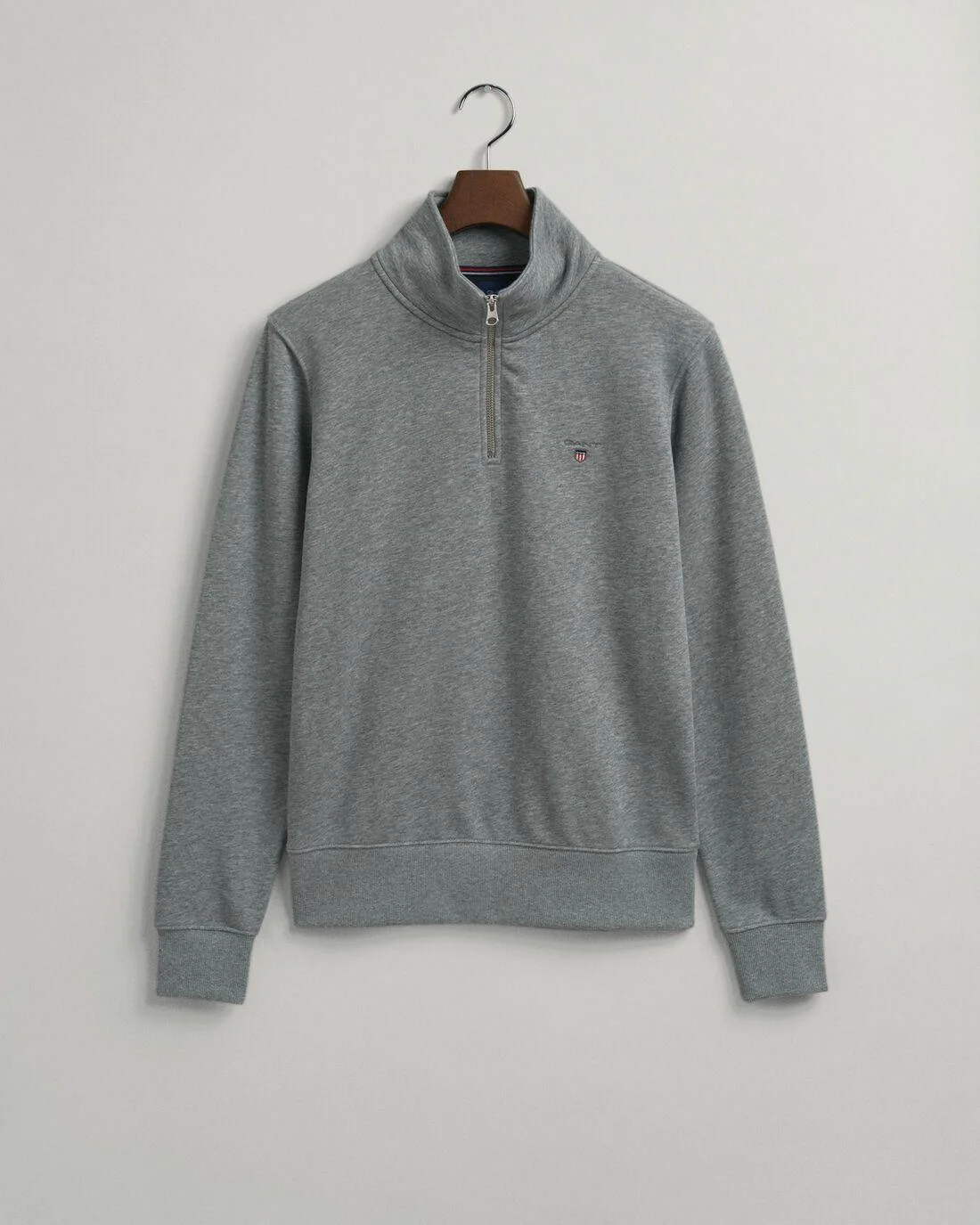 Hoodies And Sweats | Mens GANT Original Half-Zip Sweatshirt Grey Melange