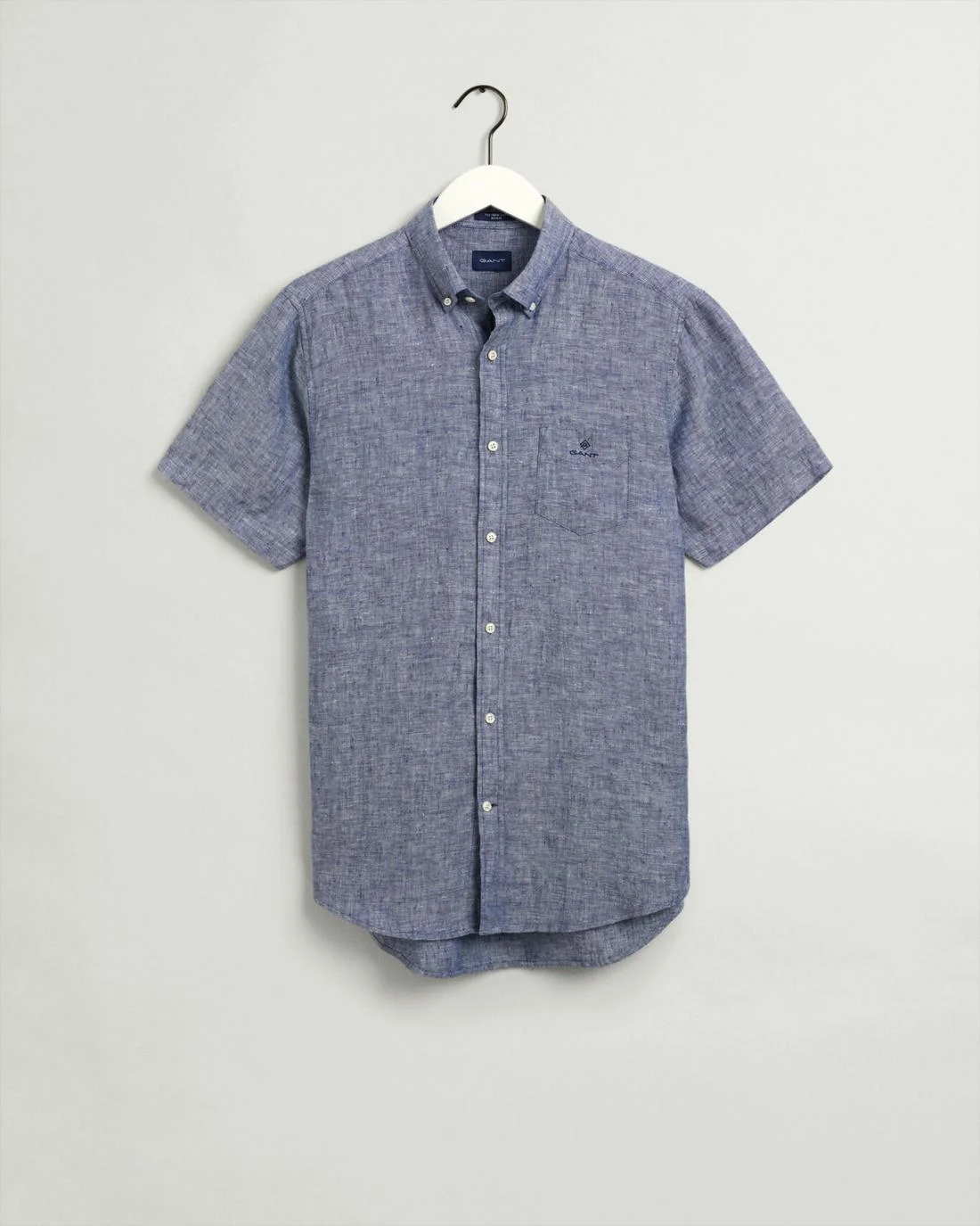 Shirts | Mens GANT Regular Fit Linen Short Sleeve Shirt Persian Blue